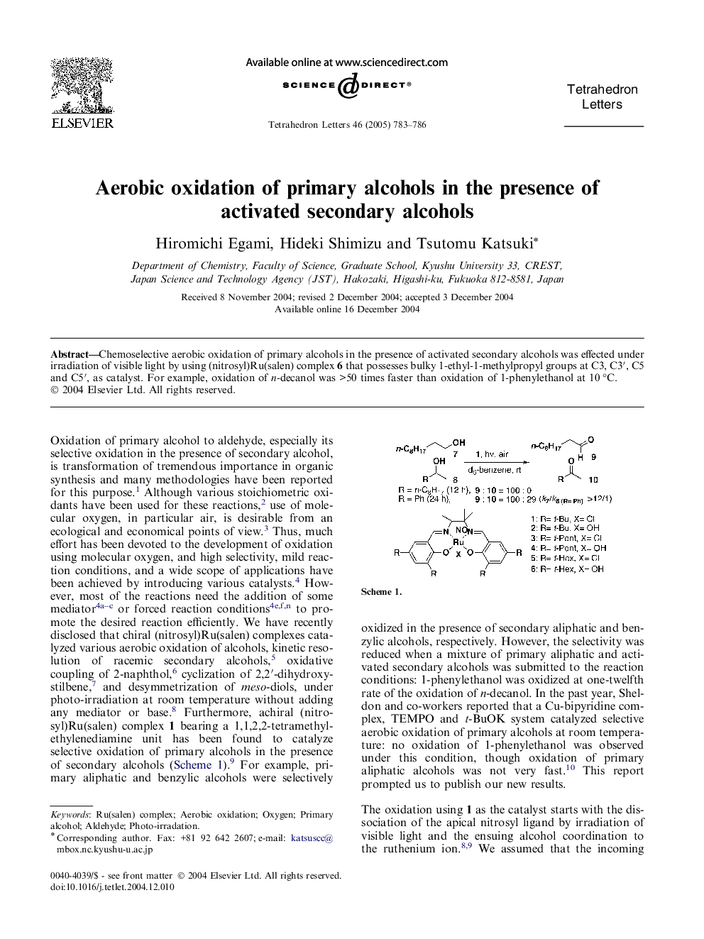 Aerobic oxidation of primary alcohols in the presence of activated secondary alcohols