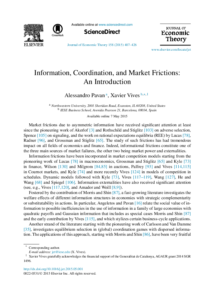 Information, Coordination, and Market Frictions: An Introduction