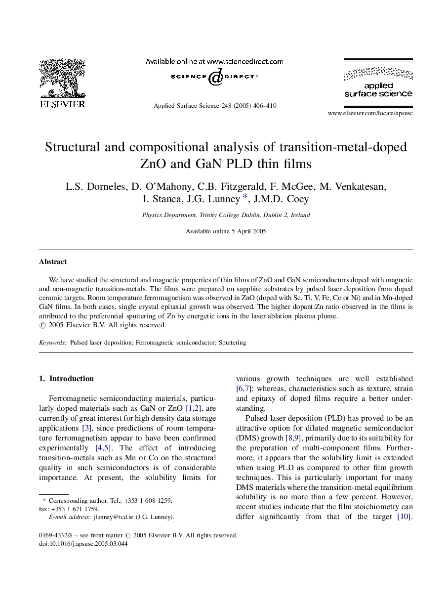 Structural and compositional analysis of transition-metal-doped ZnO and GaN PLD thin films