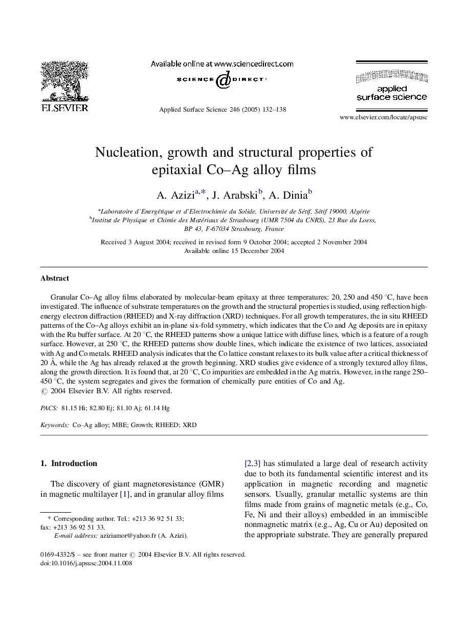 Nucleation, growth and structural properties of epitaxial Co-Ag alloy films