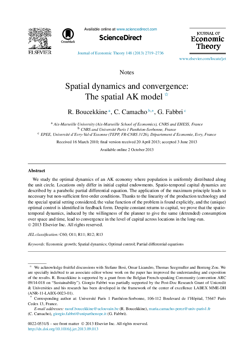 Spatial dynamics and convergence: The spatial AK model 