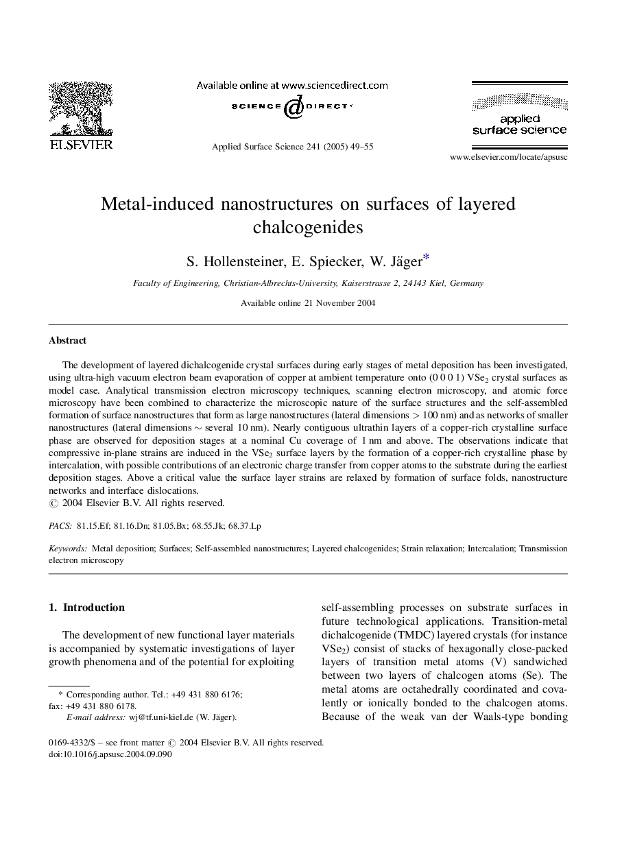 Metal-induced nanostructures on surfaces of layered chalcogenides