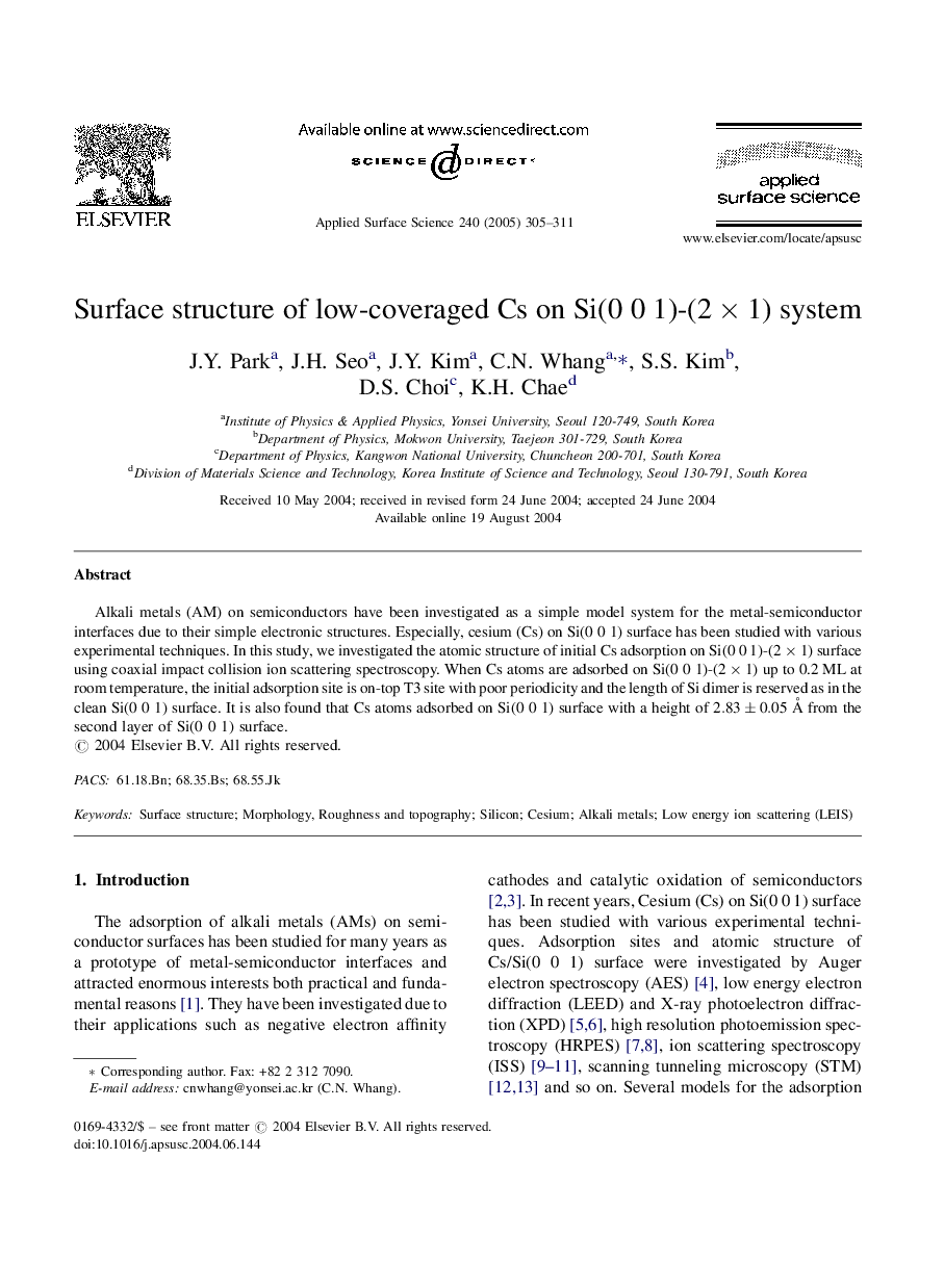 Surface structure of low-coveraged Cs on Si(0 0 1)-(2Ã1) system