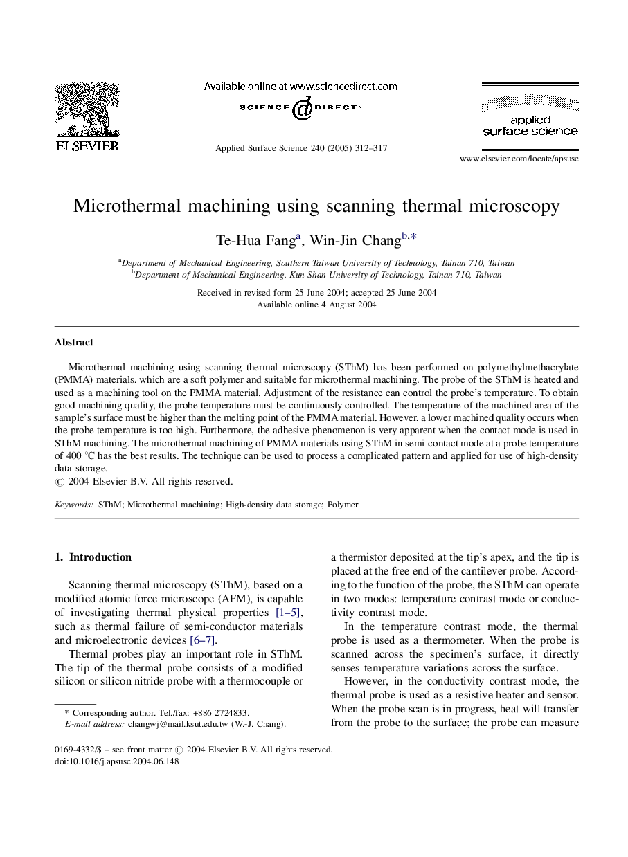 Microthermal machining using scanning thermal microscopy