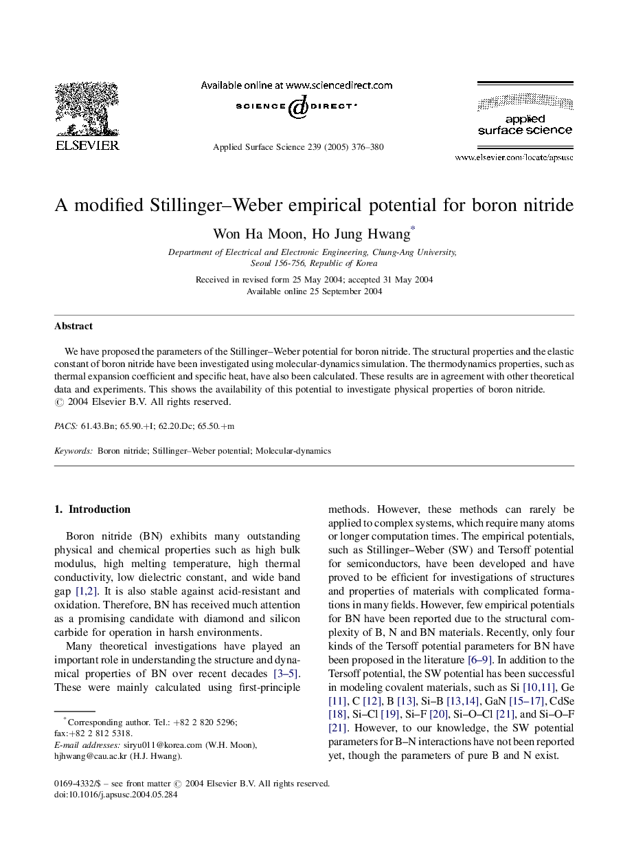 A modified Stillinger-Weber empirical potential for boron nitride