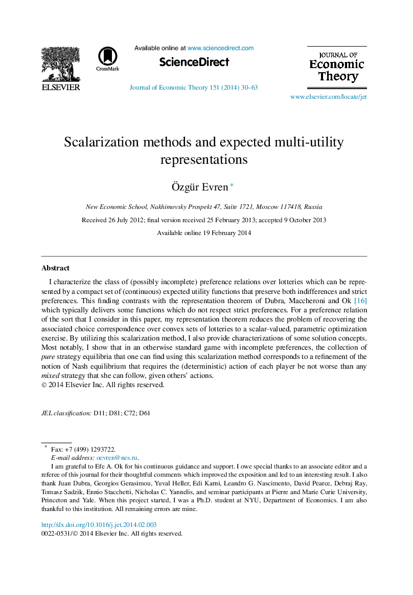 Scalarization methods and expected multi-utility representations