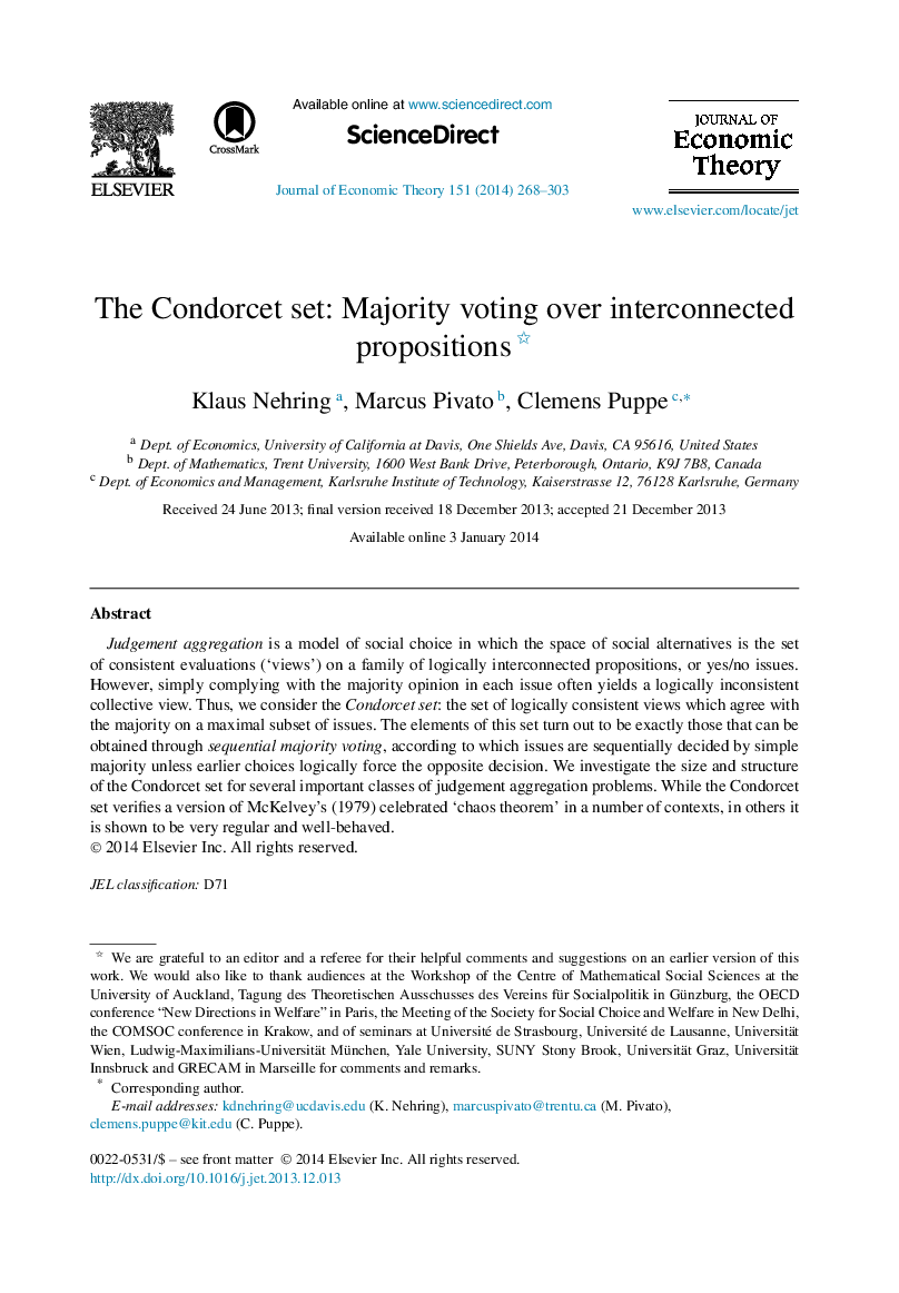 The Condorcet set: Majority voting over interconnected propositions 