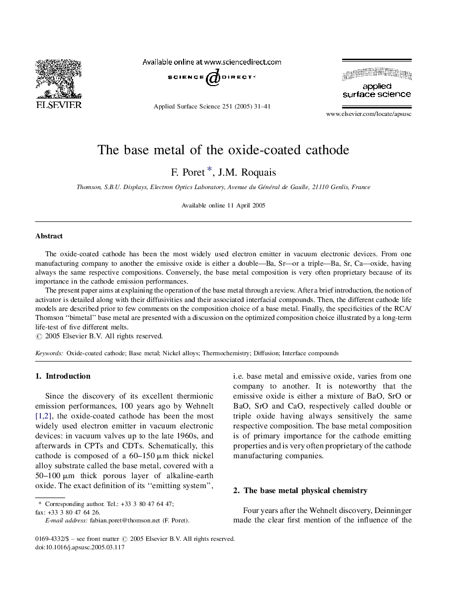 The base metal of the oxide-coated cathode