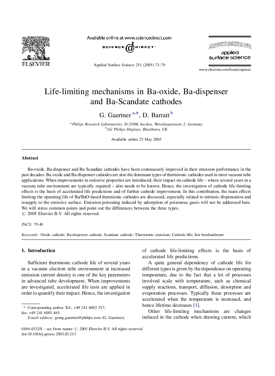 Life-limiting mechanisms in Ba-oxide, Ba-dispenser and Ba-Scandate cathodes