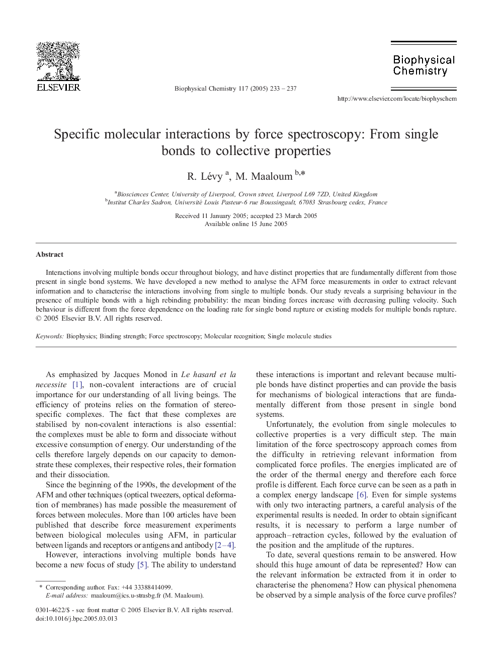 Specific molecular interactions by force spectroscopy: From single bonds to collective properties