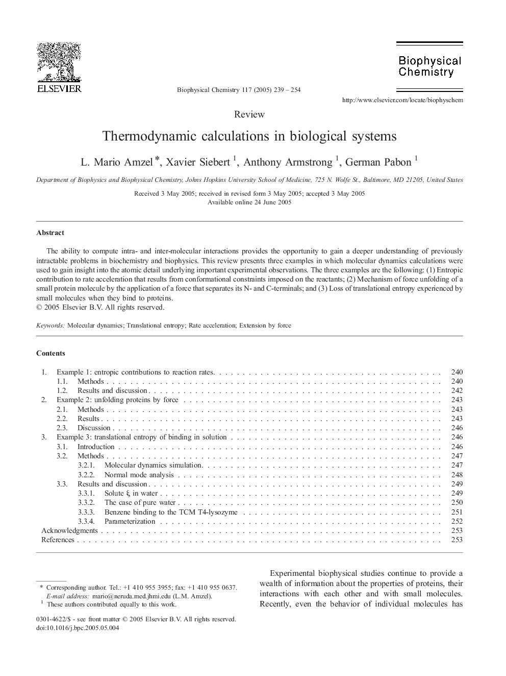 Thermodynamic calculations in biological systems