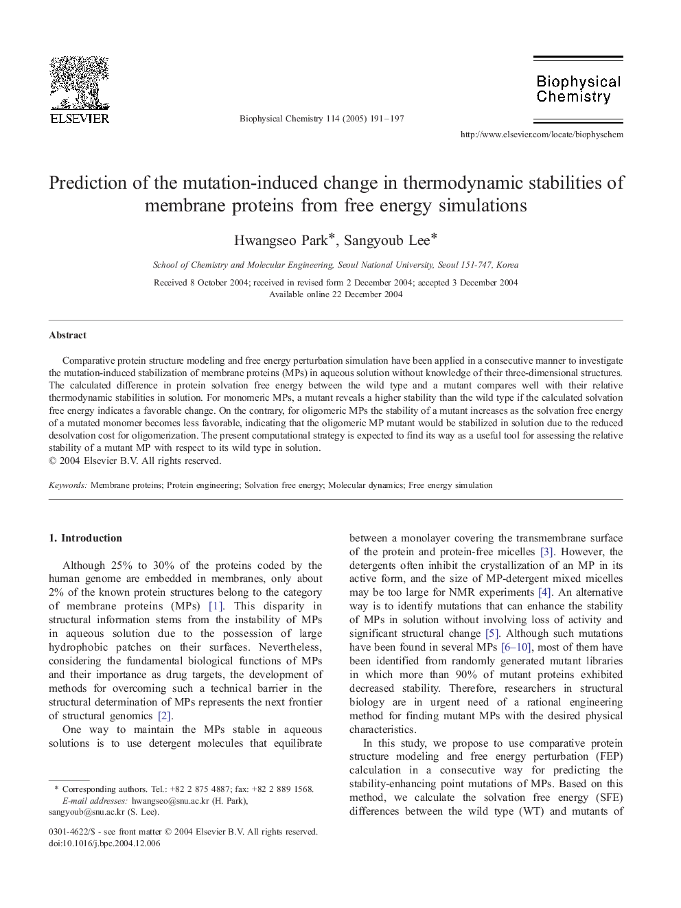 Prediction of the mutation-induced change in thermodynamic stabilities of membrane proteins from free energy simulations