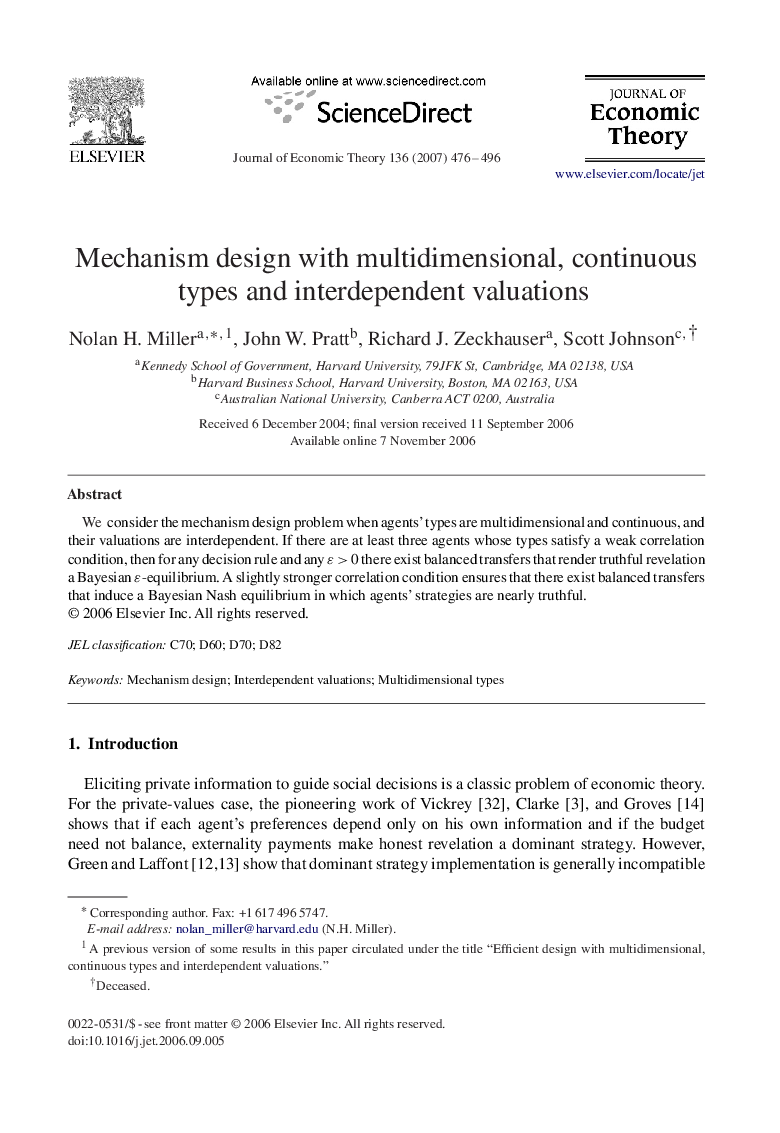 Mechanism design with multidimensional, continuous types and interdependent valuations