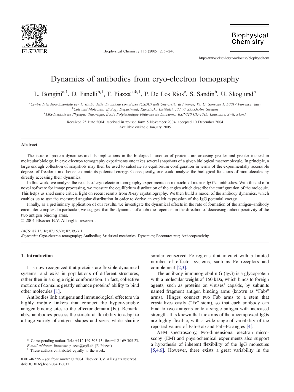 Dynamics of antibodies from cryo-electron tomography