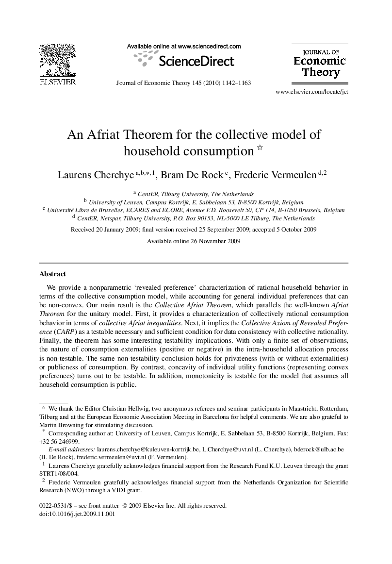 An Afriat Theorem for the collective model of household consumption 