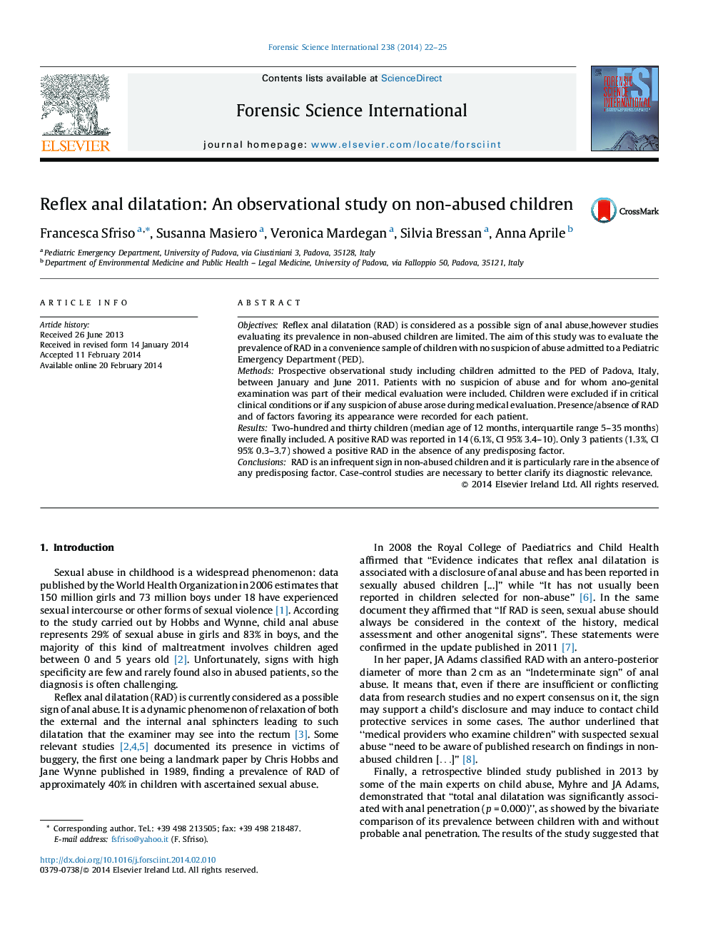 Reflex anal dilatation: An observational study on non-abused children