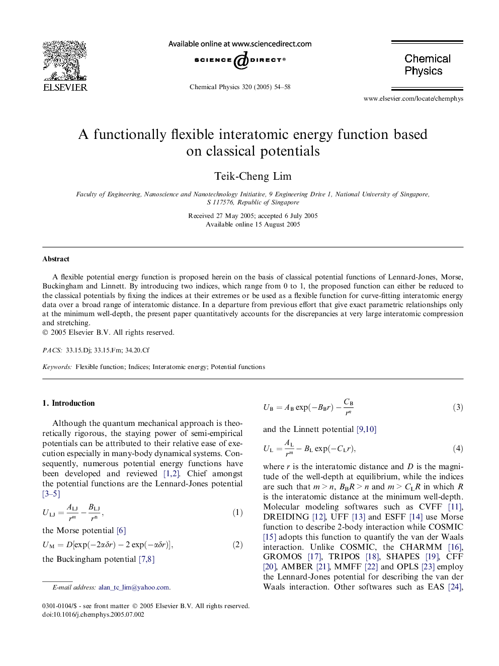 A functionally flexible interatomic energy function based on classical potentials