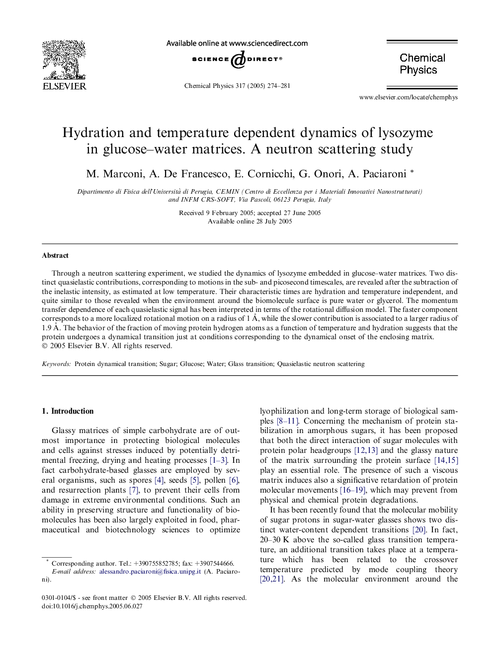 Hydration and temperature dependent dynamics of lysozyme in glucose-water matrices. A neutron scattering study