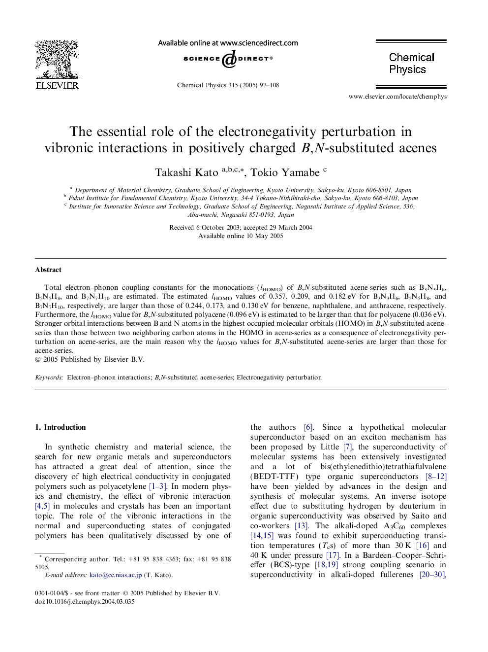 The essential role of the electronegativity perturbation in vibronic interactions in positively charged B,N-substituted acenes