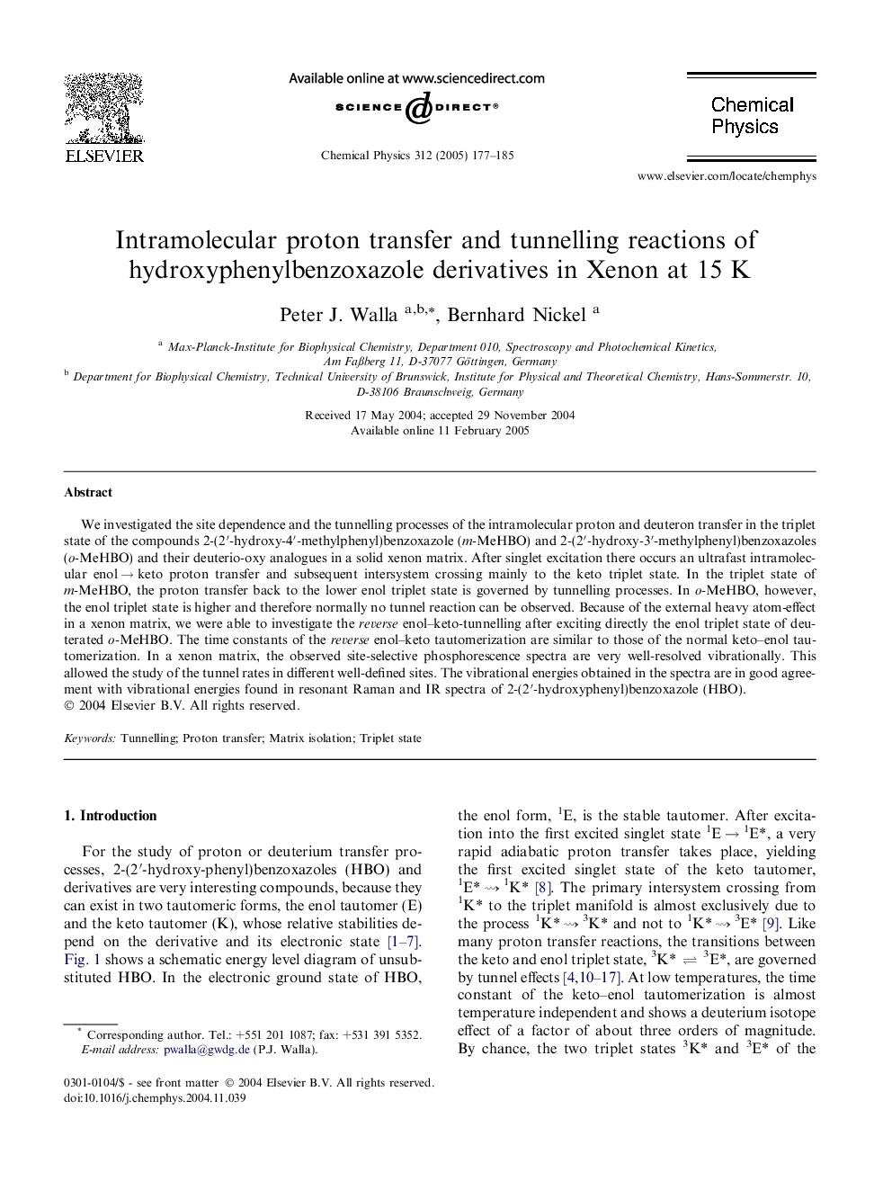 Intramolecular proton transfer and tunnelling reactions of hydroxyphenylbenzoxazole derivatives in Xenon at 15 K