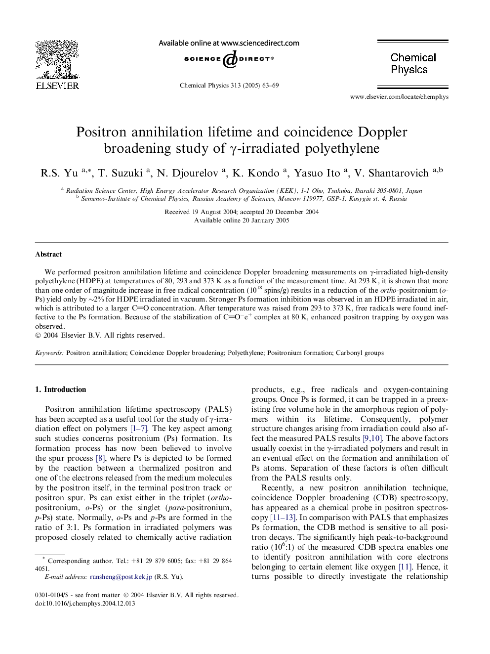 Positron annihilation lifetime and coincidence Doppler broadening study of Î³-irradiated polyethylene