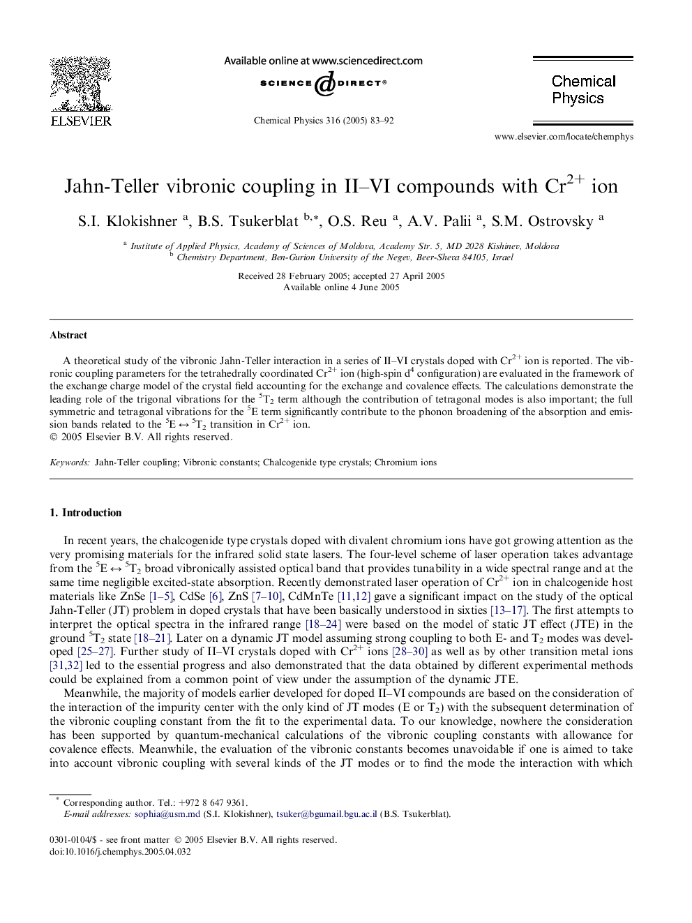 Jahn-Teller vibronic coupling in II-VI compounds with Cr2+ ion