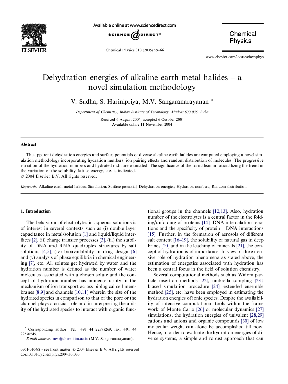 Dehydration energies of alkaline earth metal halides - a novel simulation methodology