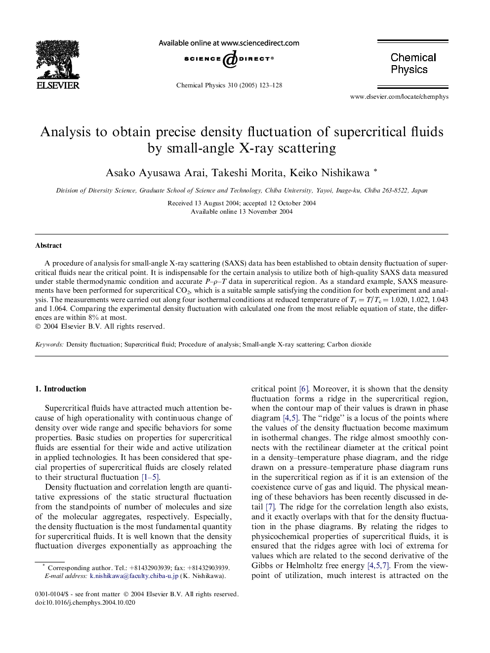 Analysis to obtain precise density fluctuation of supercritical fluids by small-angle X-ray scattering