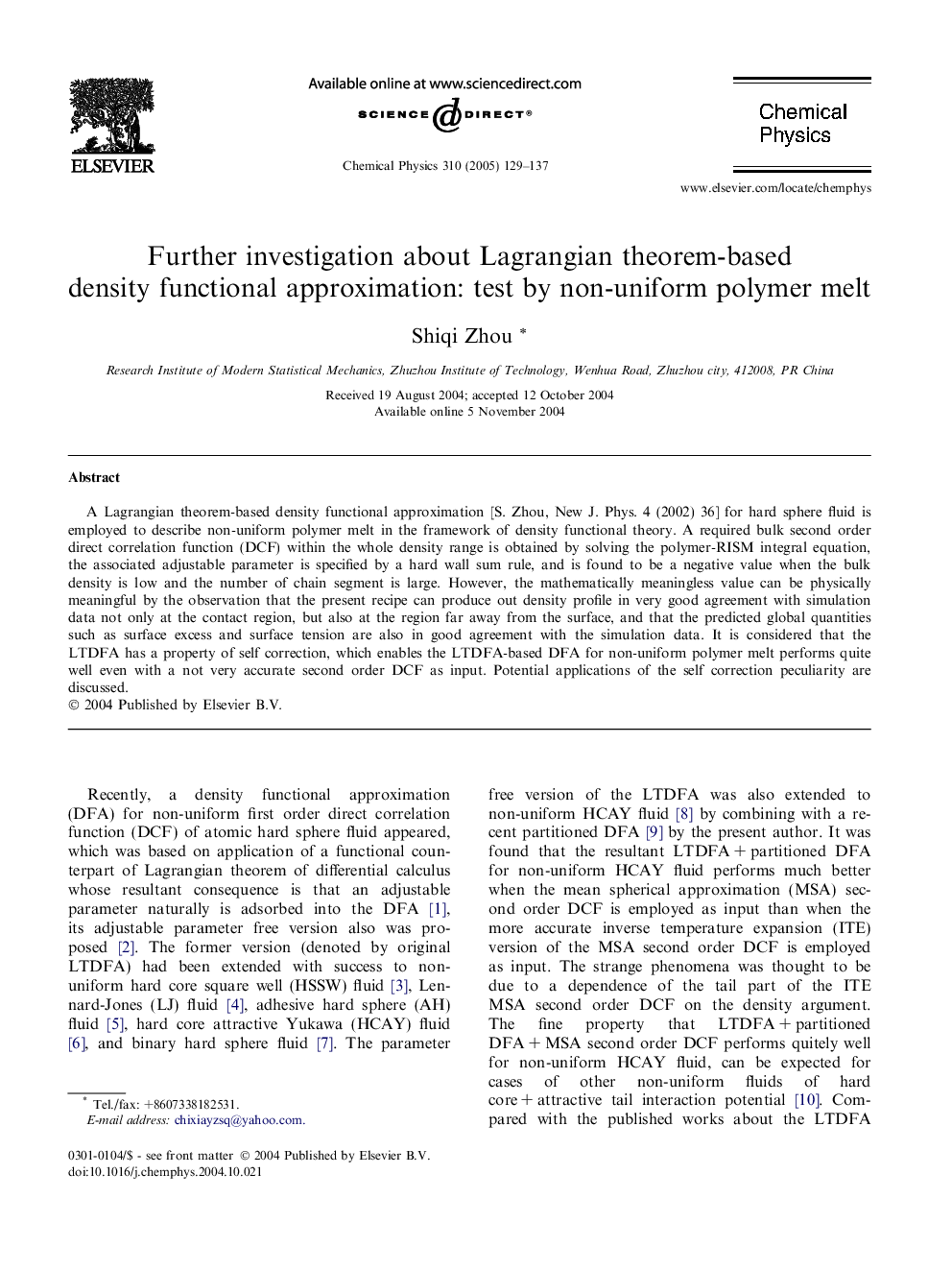 Further investigation about Lagrangian theorem-based density functional approximation: test by non-uniform polymer melt