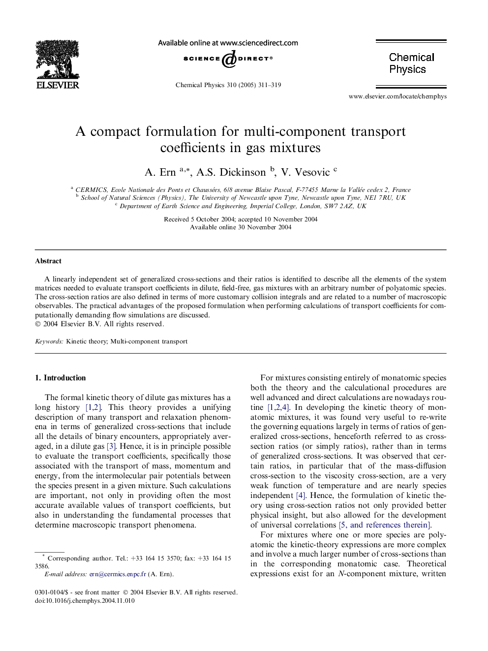 A compact formulation for multi-component transport coefficients in gas mixtures
