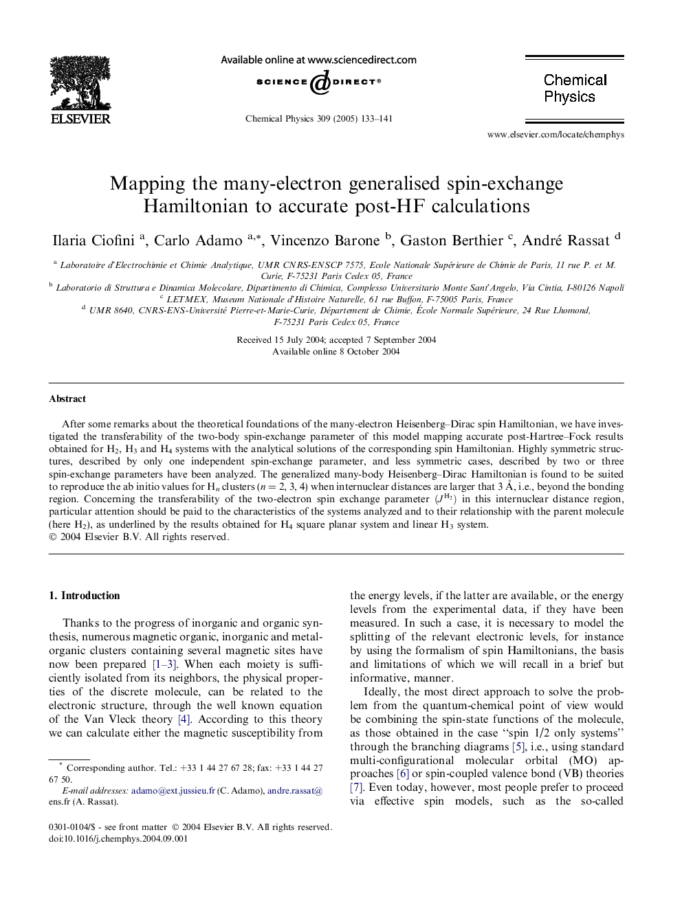 Mapping the many-electron generalised spin-exchange Hamiltonian to accurate post-HF calculations