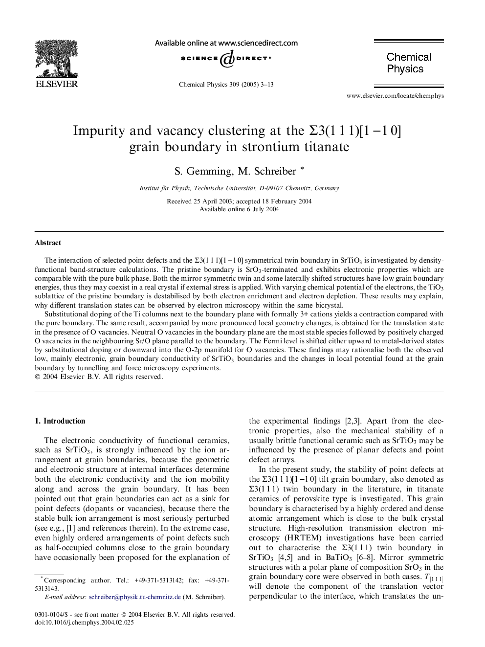 Impurity and vacancy clustering at the Î£3(1Â 1Â 1)[1Â â1Â 0] grain boundary in strontium titanate