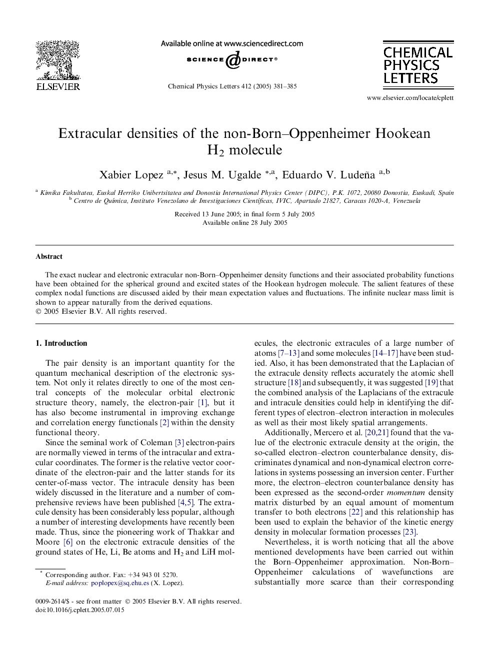 عکس صفحه اول مقاله: Extracular densities of the non-Born-Oppenheimer Hookean H2 molecule Extracular densities of the non-Born-Oppenheimer Hookean H2 molecule