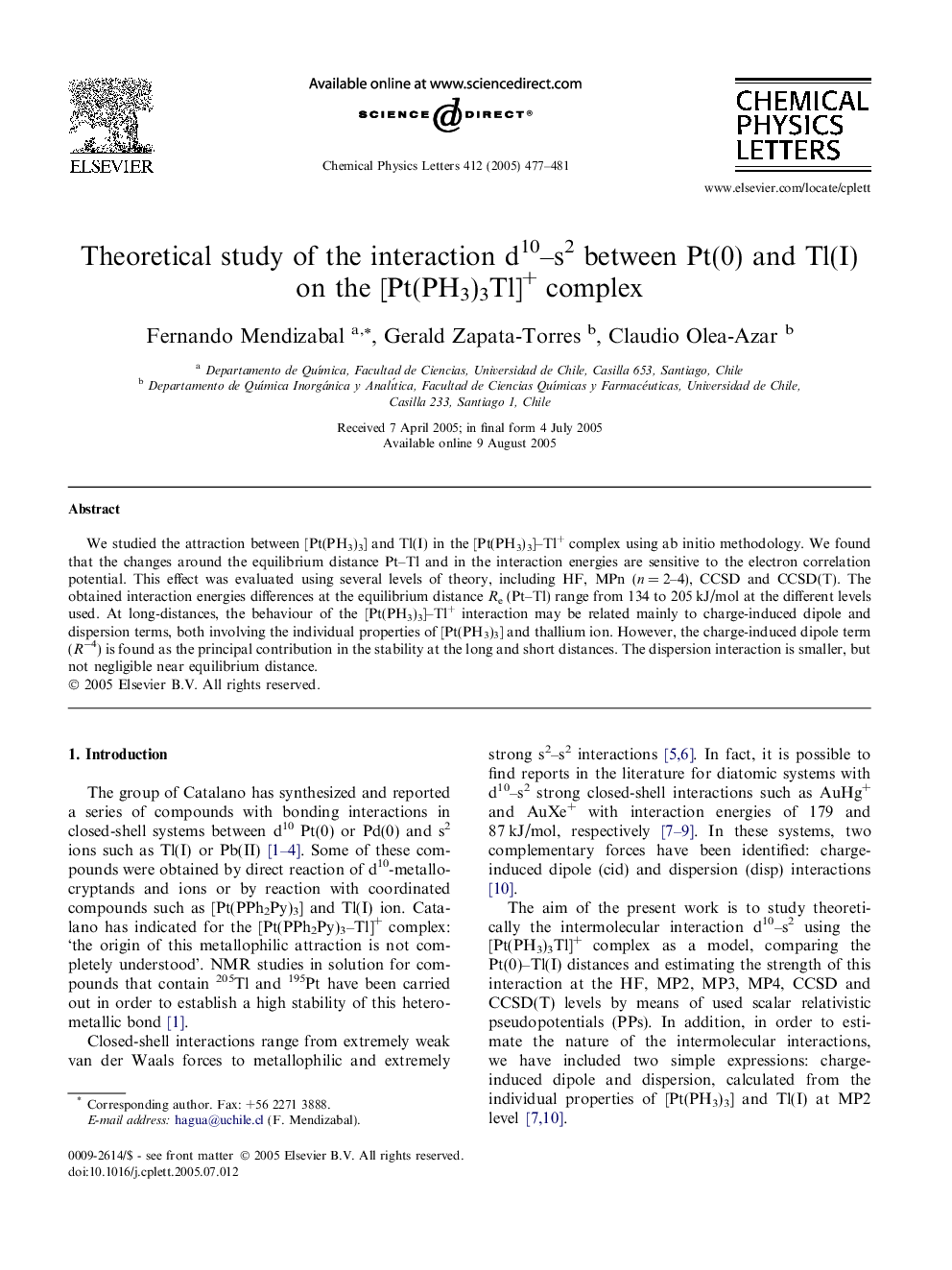Theoretical study of the interaction d10-s2 between Pt(0) and Tl(I) on the [Pt(PH3)3Tl]+ complex