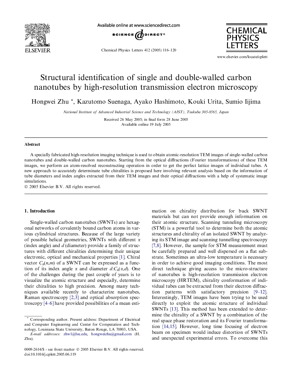 Structural identification of single and double-walled carbon nanotubes by high-resolution transmission electron microscopy