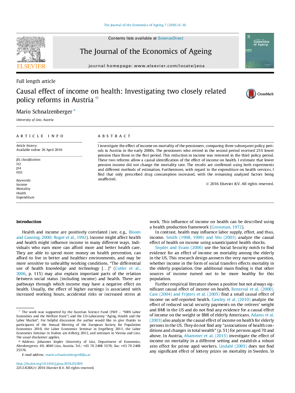 Causal effect of income on health: Investigating two closely related policy reforms in Austria