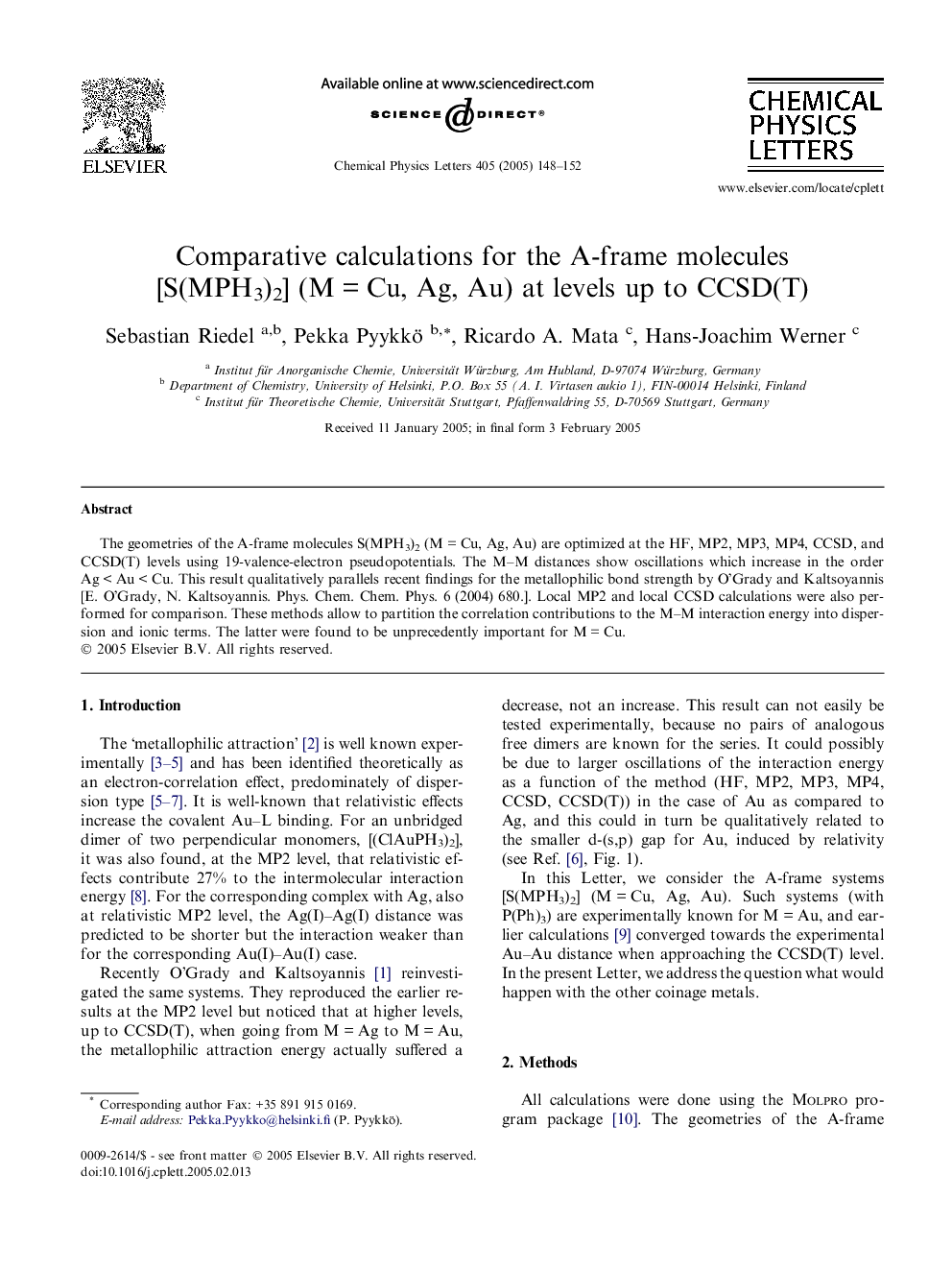 Comparative calculations for the A-frame molecules [S(MPH3)2] (MÂ =Â Cu, Ag, Au) at levels up to CCSD(T)