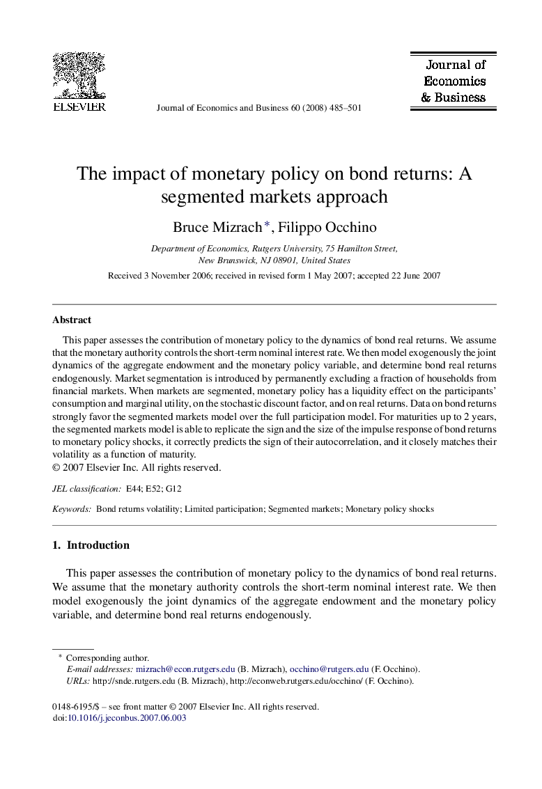 The impact of monetary policy on bond returns: A segmented markets approach