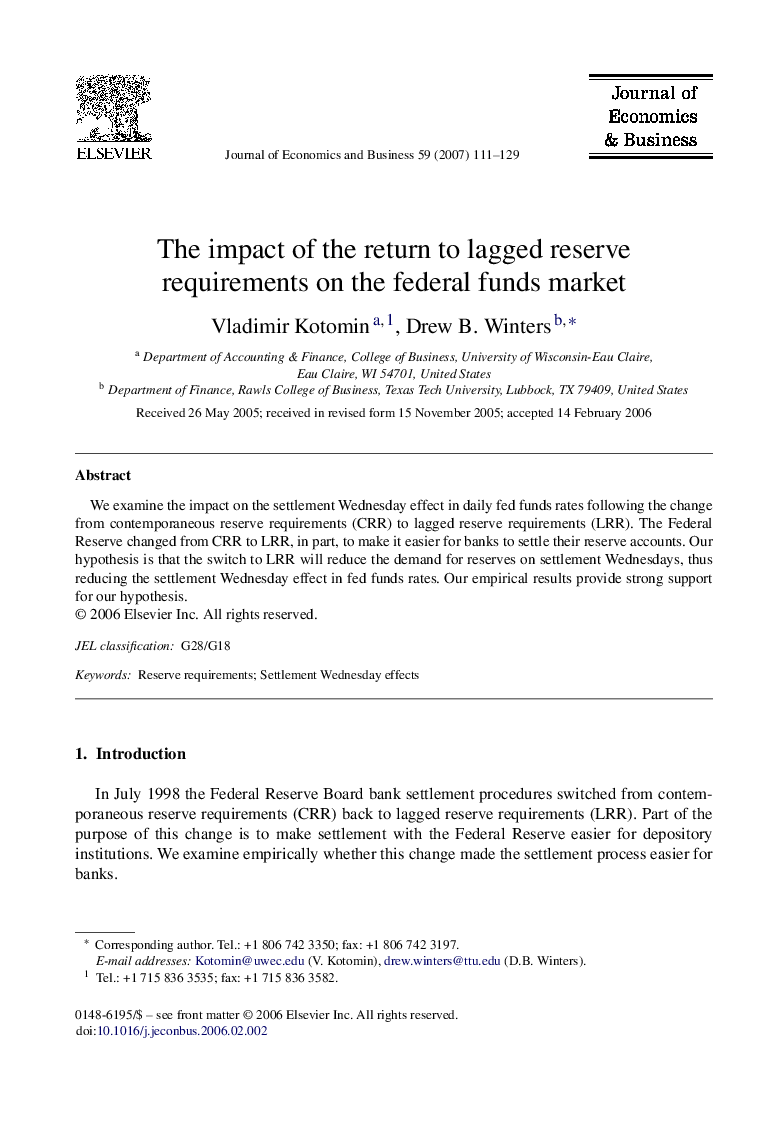 The impact of the return to lagged reserve requirements on the federal funds market