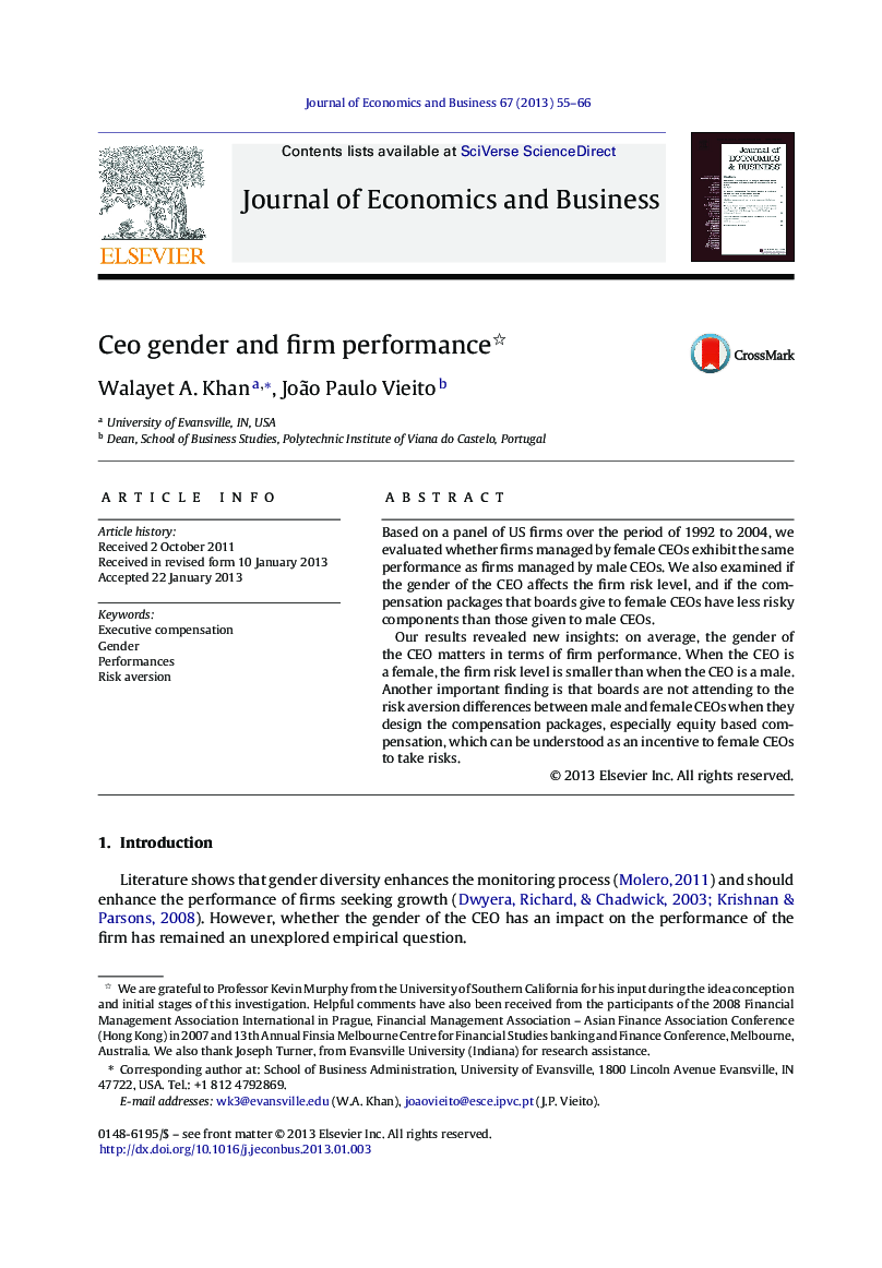 Ceo gender and firm performance 