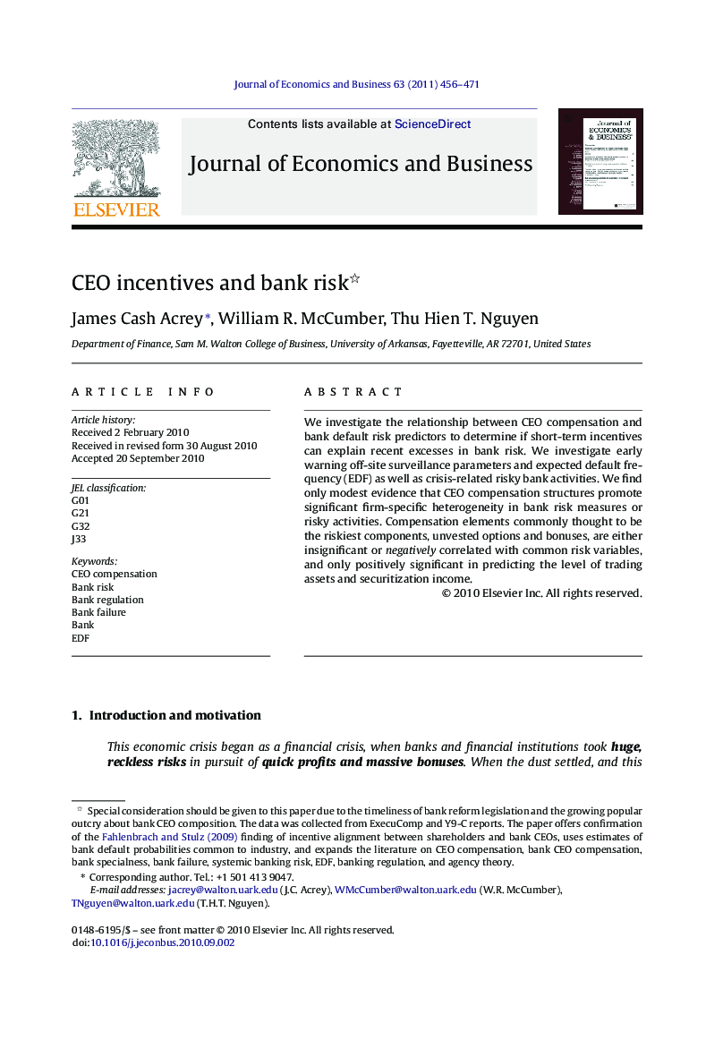 CEO incentives and bank risk