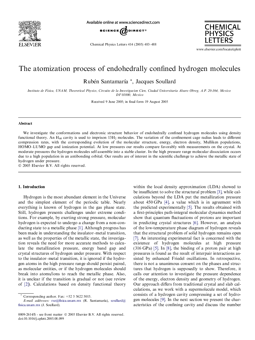 The atomization process of endohedrally confined hydrogen molecules