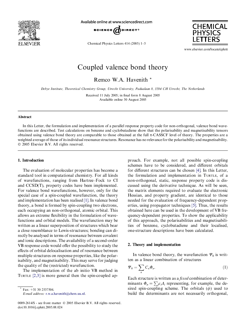 Coupled valence bond theory