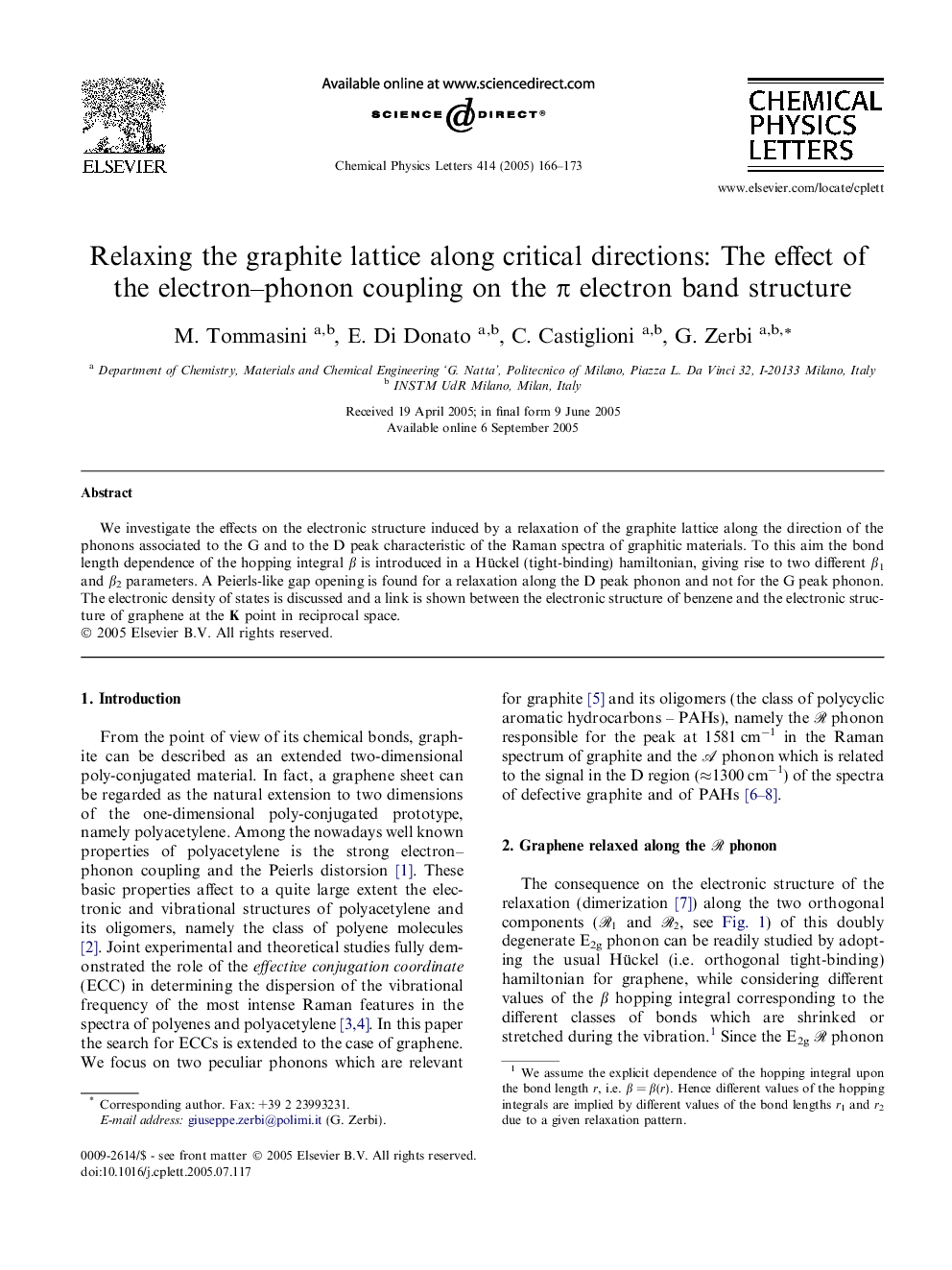 عکس صفحه اول مقاله: Relaxing the graphite lattice along critical directions: The effect of the electron-phonon coupling on the Ï electron band structure Relaxing the graphite lattice along critical directions: The effect of the electron-phonon coupling on the Ï electron band structure