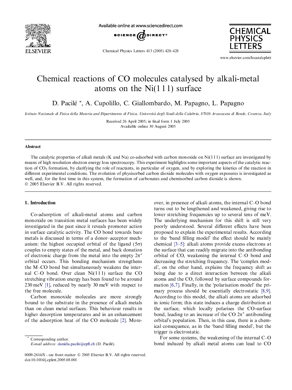 Chemical reactions of CO molecules catalysed by alkali-metal atoms on the Ni(1Â 1Â 1) surface