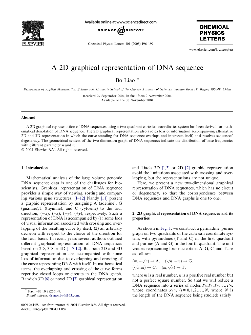 A 2D graphical representation of DNA sequence