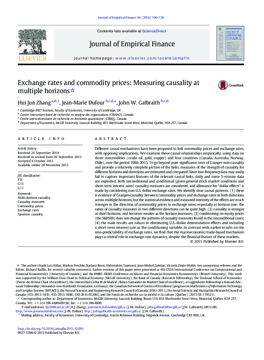 Exchange rates and commodity prices: Measuring causality at multiple horizons 