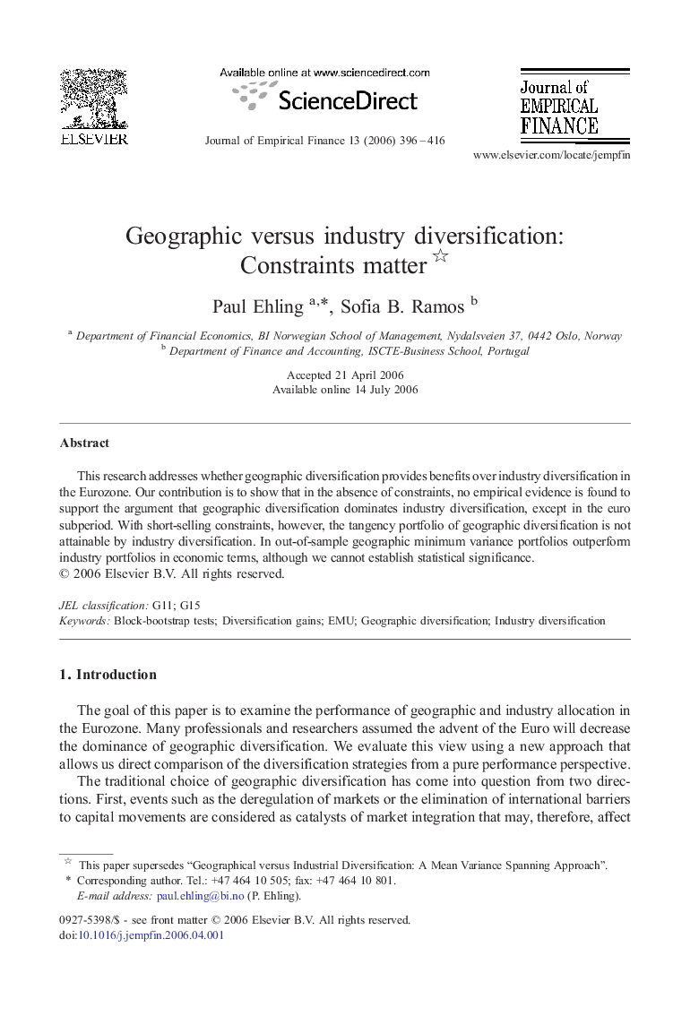 Geographic versus industry diversification: Constraints matter 