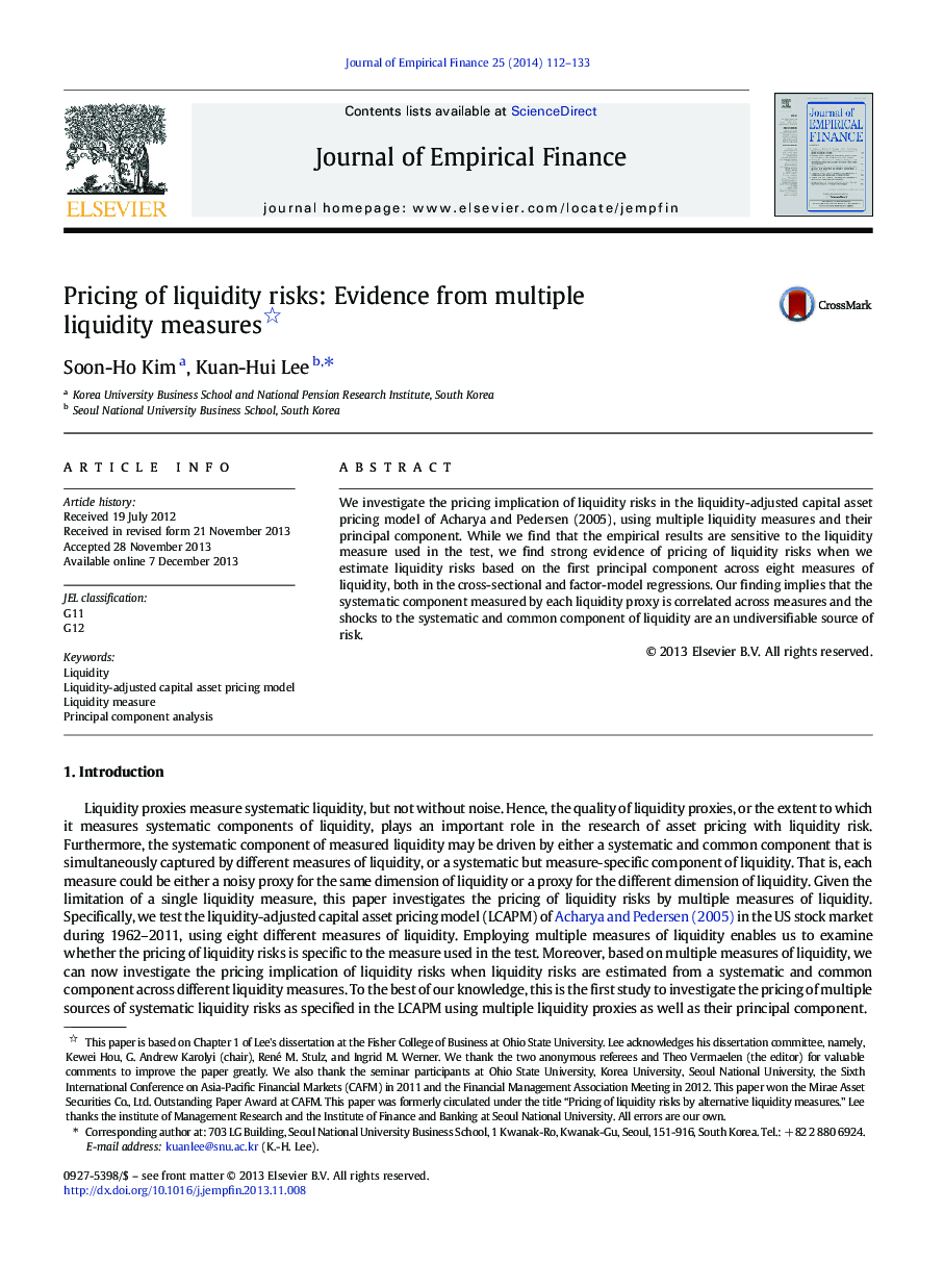 Pricing of liquidity risks: Evidence from multiple liquidity measures 