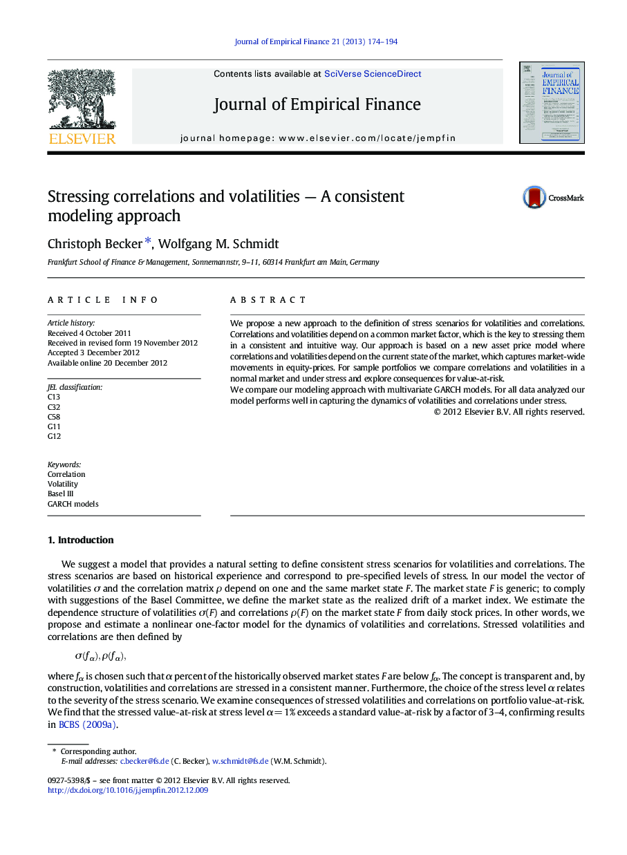 Stressing correlations and volatilities — A consistent modeling approach